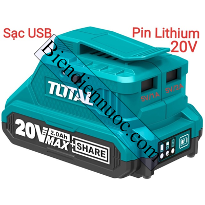 Sạc USB Lithium 20V Total TUCLI2001